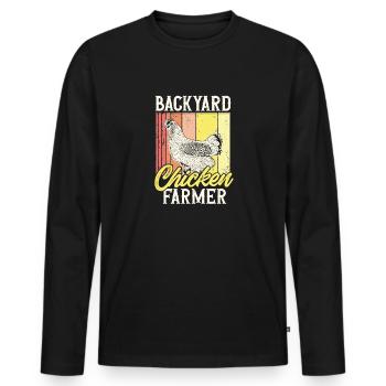 chicken breeder rooster hen backyard chickens - Men's Premium Organic Long Sleeve Shirt - black - Front - Nico (187cm)