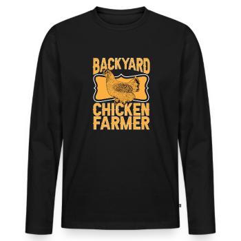 chicken breeder rooster hen backyard chickens - Men's Premium Organic Long Sleeve Shirt - black - Front - Nico (187cm)
