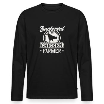 chicken breeder rooster hen backyard chickens - Men's Premium Organic Long Sleeve Shirt - black - Front - Nico (187cm)