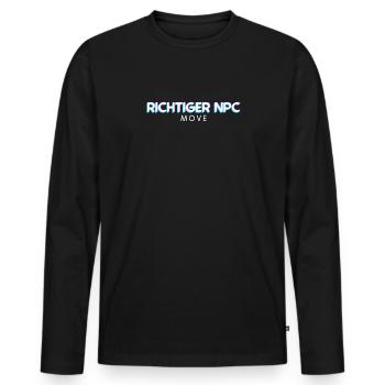 Mouvement de PNJ approprié – Humour et style du joueur - T-shirt manches longues Premium bio Homme - noir - Devant - Nico (187cm)