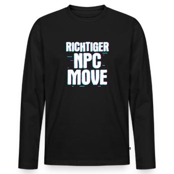 Mouvement de PNJ approprié – Humour et style du joueur - T-shirt manches longues Premium bio Homme - noir - Devant - Nico (187cm)