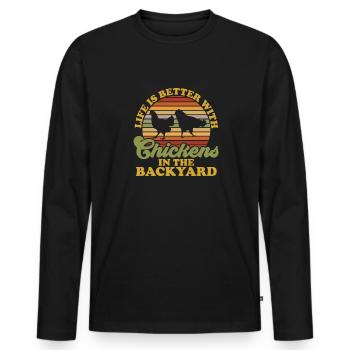 chicken breeder rooster hen backyard chickens - Men's Premium Organic Long Sleeve Shirt - black - Front - Nico (187cm)