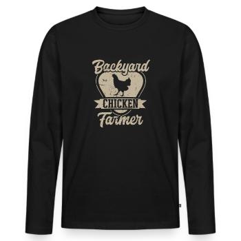 chicken breeder rooster hen backyard chickens - Men's Premium Organic Long Sleeve Shirt - black - Front - Nico (187cm)