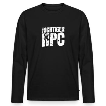 Real NPC Boy – Humour et style de joueur - T-shirt manches longues Premium bio Homme - noir - Devant - Nico (187cm)