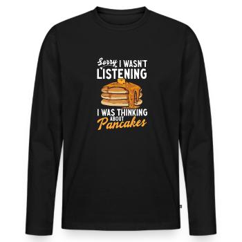 Pancake Breakfast Pancakes - Men's Premium Organic Long Sleeve Shirt - black - Front - Nico (187cm)