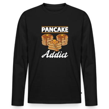 Pancake Frühstück Pfannkuchen - Männer Premium Bio Langarmshirt - Schwarz - Vorne - Nico (187cm)