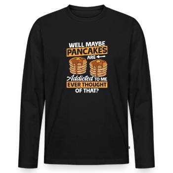 Pancake Breakfast Pancakes - Men's Premium Organic Long Sleeve Shirt - black - Front - Nico (187cm)
