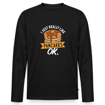 Pancake Breakfast Pancakes - Men's Premium Organic Long Sleeve Shirt - black - Front - Nico (187cm)