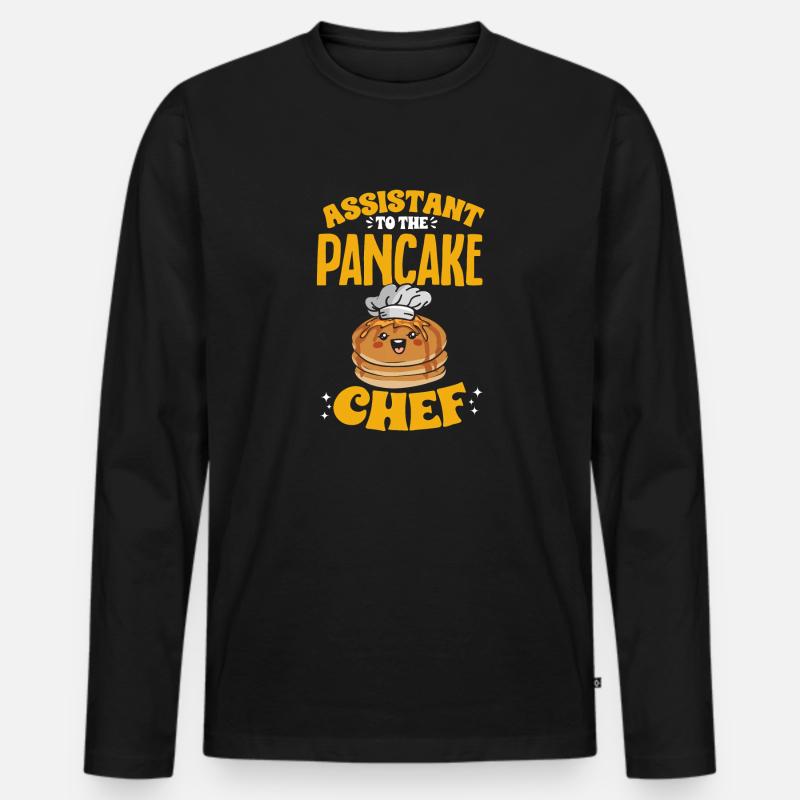 Pancake Frühstück Pfannkuchen - Männer Premium Bio Langarmshirt - Schwarz