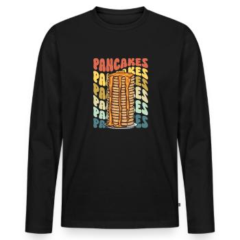 Pancake Breakfast Pancakes - Men's Premium Organic Long Sleeve Shirt - black - Front - Nico (187cm)