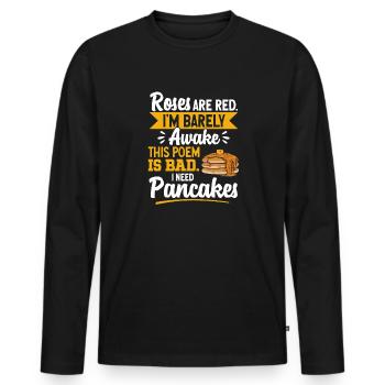 Pancake Frühstück Pfannkuchen - Männer Premium Bio Langarmshirt - Schwarz - Vorne - Nico (187cm)