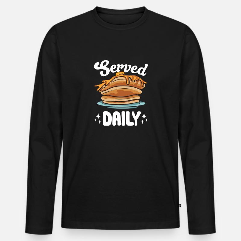 Pancake Frühstück Pfannkuchen - Männer Premium Bio Langarmshirt - Schwarz
