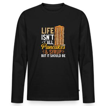 Pancake Breakfast Pancakes - Men's Premium Organic Long Sleeve Shirt - black - Front - Nico (187cm)