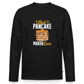 Pancake Breakfast Pancakes - Men's Premium Organic Long Sleeve Shirt - black - Front - Nico (187cm)
