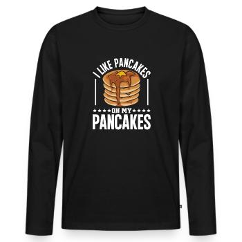 Pancake Breakfast Pancakes - Men's Premium Organic Long Sleeve Shirt - black - Front - Nico (187cm)
