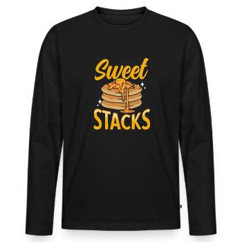 Pancake Breakfast Pancakes - Men's Premium Organic Long Sleeve Shirt - black - Front - Nico (187cm)