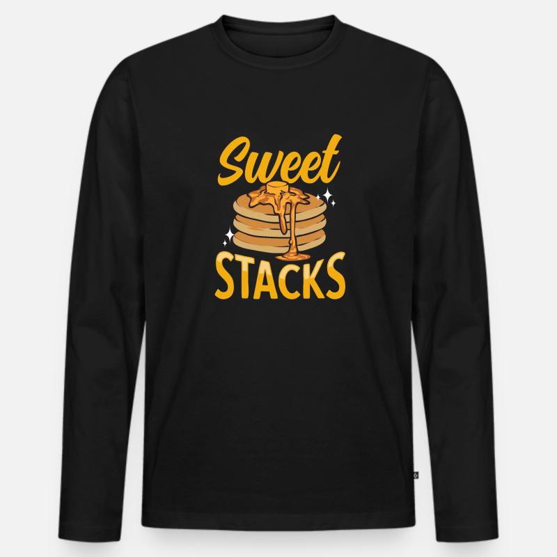 Pancake Frühstück Pfannkuchen - Männer Premium Bio Langarmshirt - Schwarz