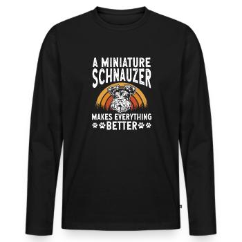 Schnauzer nain Chien Schnauzer - T-shirt manches longues Premium bio Homme - noir - Devant - Nico (187cm)