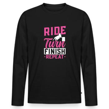 Cheval de course de barils de rodéo - T-shirt manches longues Premium bio Homme - noir - Devant - Nico (187cm)