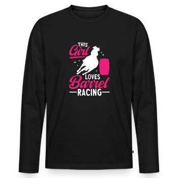 Cheval de course de barils de rodéo - T-shirt manches longues Premium bio Homme - noir - Devant - Nico (187cm)