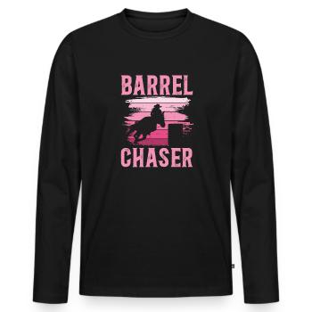 Rodeo Barrel Racing Pferd - Männer Premium Bio Langarmshirt - Schwarz - Vorne - Nico (187cm)
