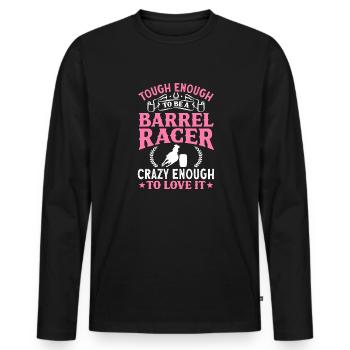 Cheval de course de barils de rodéo - T-shirt manches longues Premium bio Homme - noir - Devant - Nico (187cm)