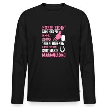 Rodeo Barrel Racing Pferd - Männer Premium Bio Langarmshirt - Schwarz - Vorne - Nico (187cm)