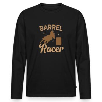 Cheval de course de barils de rodéo - T-shirt manches longues Premium bio Homme - noir - Devant - Nico (187cm)