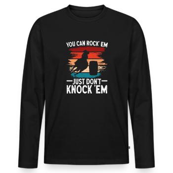 Cheval de course de barils de rodéo - T-shirt manches longues Premium bio Homme - noir - Devant - Nico (187cm)
