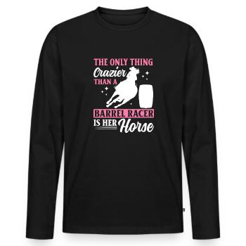 Cheval de course de barils de rodéo - T-shirt manches longues Premium bio Homme - noir - Devant - Nico (187cm)