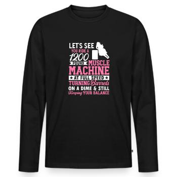 Cheval de course de barils de rodéo - T-shirt manches longues Premium bio Homme - noir - Devant - Nico (187cm)