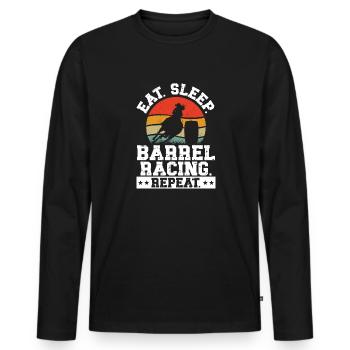 Cheval de course de barils de rodéo - T-shirt manches longues Premium bio Homme - noir - Devant - Nico (187cm)