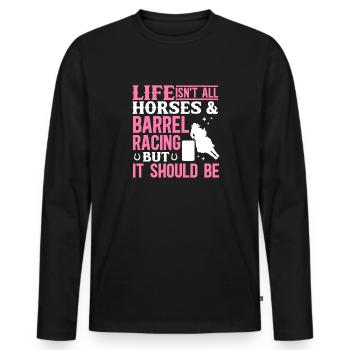 Cheval de course de barils de rodéo - T-shirt manches longues Premium bio Homme - noir - Devant - Nico (187cm)