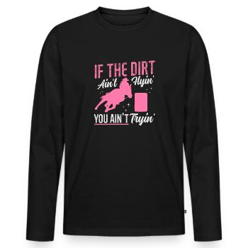 Cheval de course de barils de rodéo - T-shirt manches longues Premium bio Homme - noir - Devant - Nico (187cm)