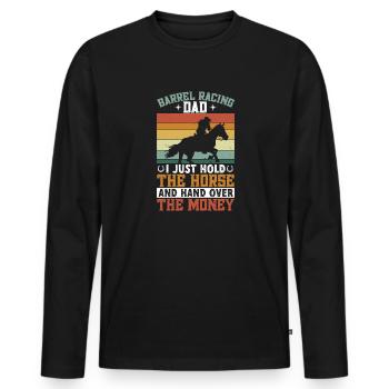 Rodeo Barrel Racing Pferd - Männer Premium Bio Langarmshirt - Schwarz - Vorne - Nico (187cm)