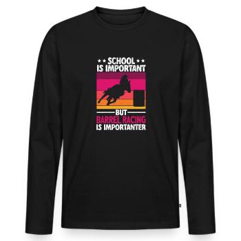 Cheval de course de barils de rodéo - T-shirt manches longues Premium bio Homme - noir - Devant - Nico (187cm)