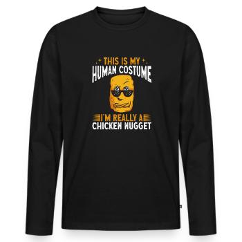 Chicken Nugget Liebhaber Chicken Nuggets - Männer Premium Bio Langarmshirt - Schwarz - Vorne - Nico (187cm)