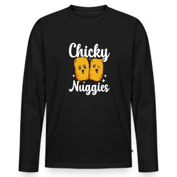 Chicken Nugget Lover Chicken Nuggets - Men's Premium Organic Long Sleeve Shirt - black - Front - Nico (187cm)