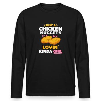 Chicken Nugget Lover Chicken Nuggets - Men's Premium Organic Long Sleeve Shirt - black - Front - Nico (187cm)