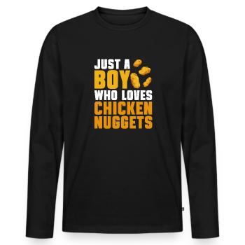 Chicken Nugget Liebhaber Chicken Nuggets - Männer Premium Bio Langarmshirt - Schwarz - Vorne - Nico (187cm)
