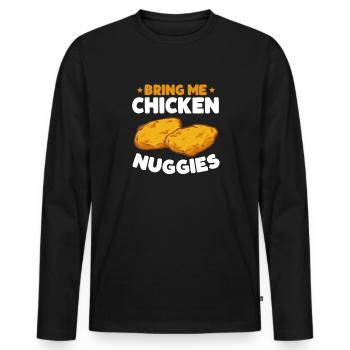 Chicken Nugget Lover Chicken Nuggets - Men's Premium Organic Long Sleeve Shirt - black - Front - Nico (187cm)