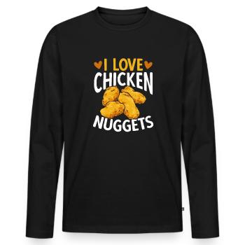 Chicken Nugget Lover Chicken Nuggets - Men's Premium Organic Long Sleeve Shirt - black - Front - Nico (187cm)