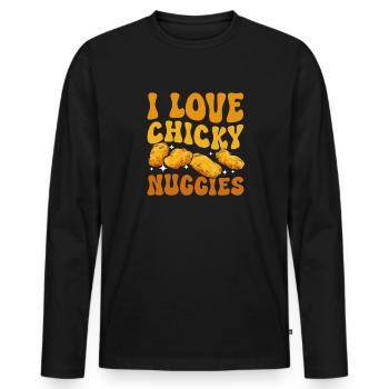 Chicken Nugget Lover Chicken Nuggets - Men's Premium Organic Long Sleeve Shirt - black - Front - Nico (187cm)