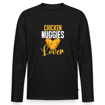 Chicken Nugget Lover Chicken Nuggets - Men's Premium Organic Long Sleeve Shirt - black - Front - Nico (187cm)