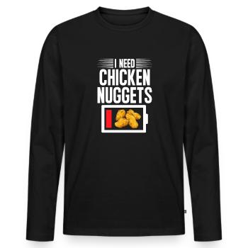 Chicken Nugget Lover Chicken Nuggets - Men's Premium Organic Long Sleeve Shirt - black - Front - Nico (187cm)