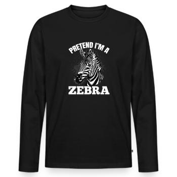 Funny Zebra Animal Pretend I'm A Zebra - Men's Premium Organic Long Sleeve Shirt - black - Front - Nico (187cm)
