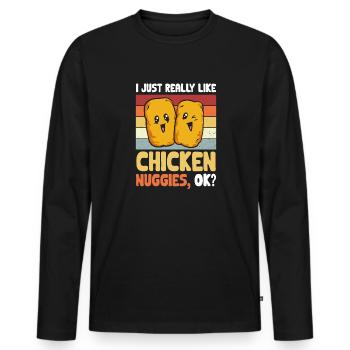 Chicken Nugget Lover Chicken Nuggets - Men's Premium Organic Long Sleeve Shirt - black - Front - Nico (187cm)