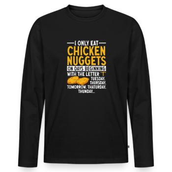 Chicken Nugget Lover Chicken Nuggets - Men's Premium Organic Long Sleeve Shirt - black - Front - Nico (187cm)