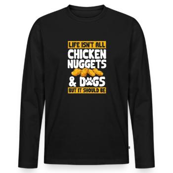 Chicken Nugget Lover Chicken Nuggets - Men's Premium Organic Long Sleeve Shirt - black - Front - Nico (187cm)