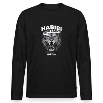 Habibi Lion - Motivation pour la salle de sport - T-shirt manches longues Premium bio Homme - noir - Devant - Nico (187cm)